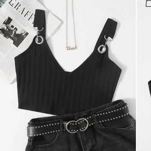 Shein black cropped cami top